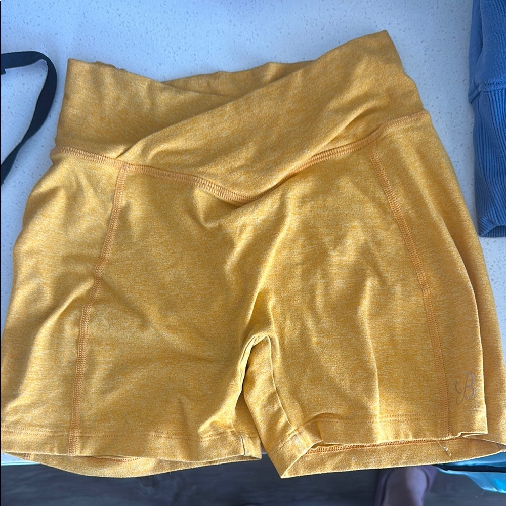 Bombshell Sportswear High Waist Shorts in Mustard Yellow